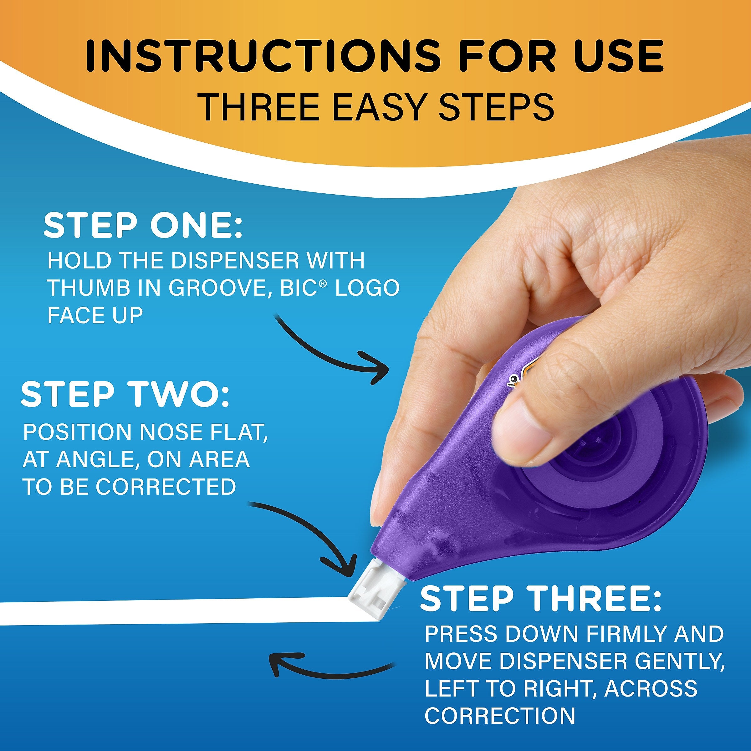 BIC Wite-Out Correction Tape, White, 4/Pack