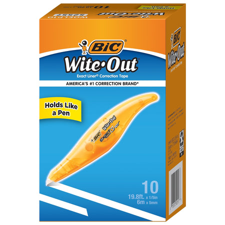 BIC Wite-Out Exact Liner Correction Tape, White, 10/Pack