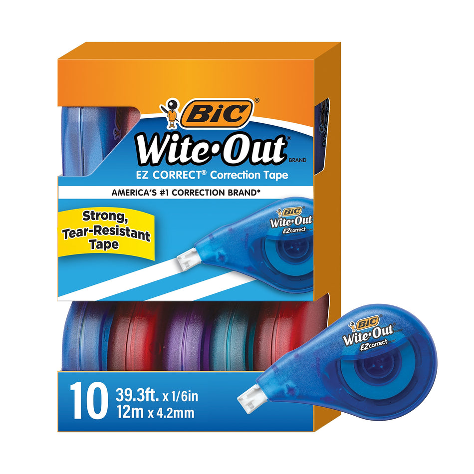 BIC Wite-Out EZ Correct Correction Tape, White, 10/Pack