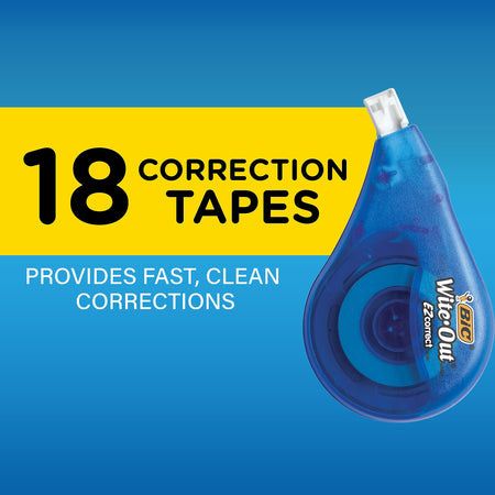 BIC Wite-Out EZ Correct Correction Tape, White, 18/Pack