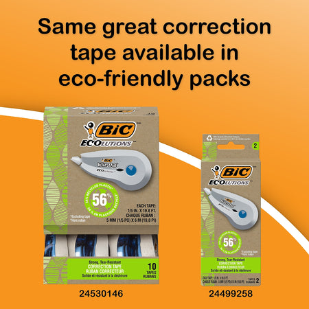 BIC Wite-Out EZ Correct Correction Tape, White, 2/Pack