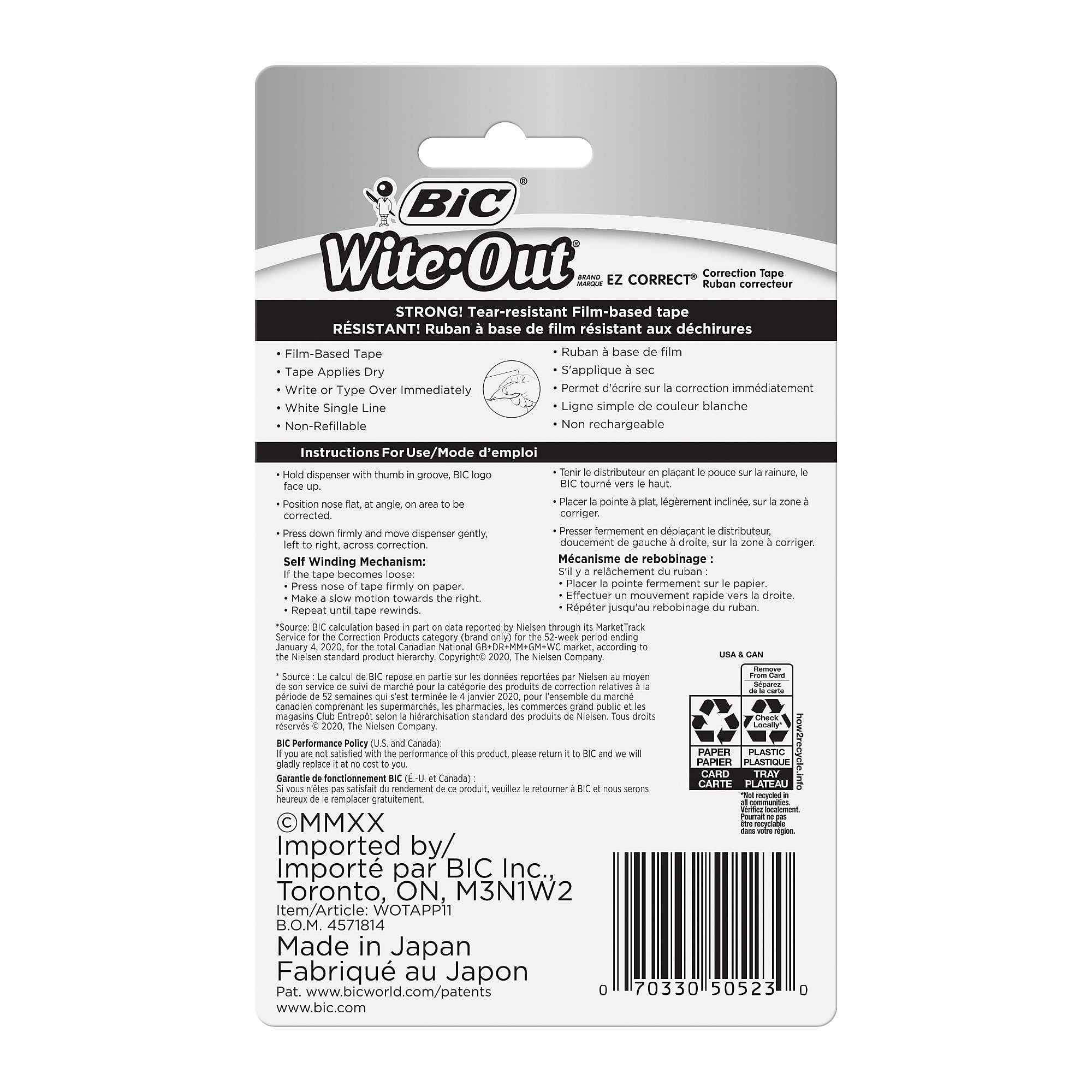 BIC Wite-Out EZ Correct Correction Tape, White