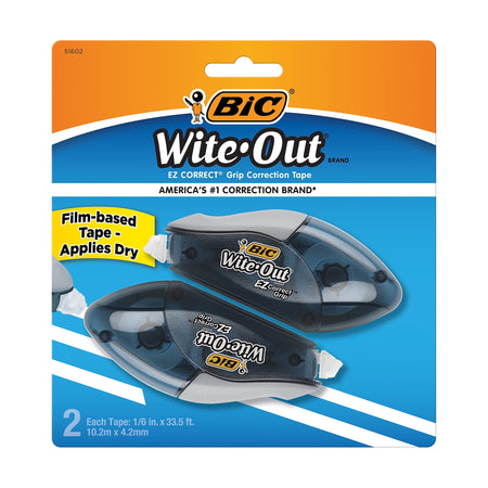 BIC Wite-Out EZ Grip Correction Tape, White, 2/Pack