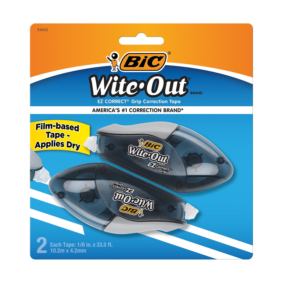 BIC Wite-Out EZ Grip Correction Tape, White, 2/Pack