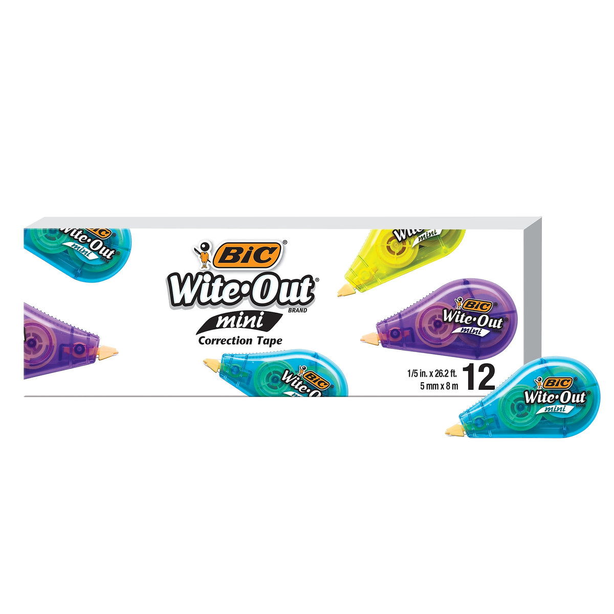 BIC Wite-Out Mini Correction Tape, White, Dozen