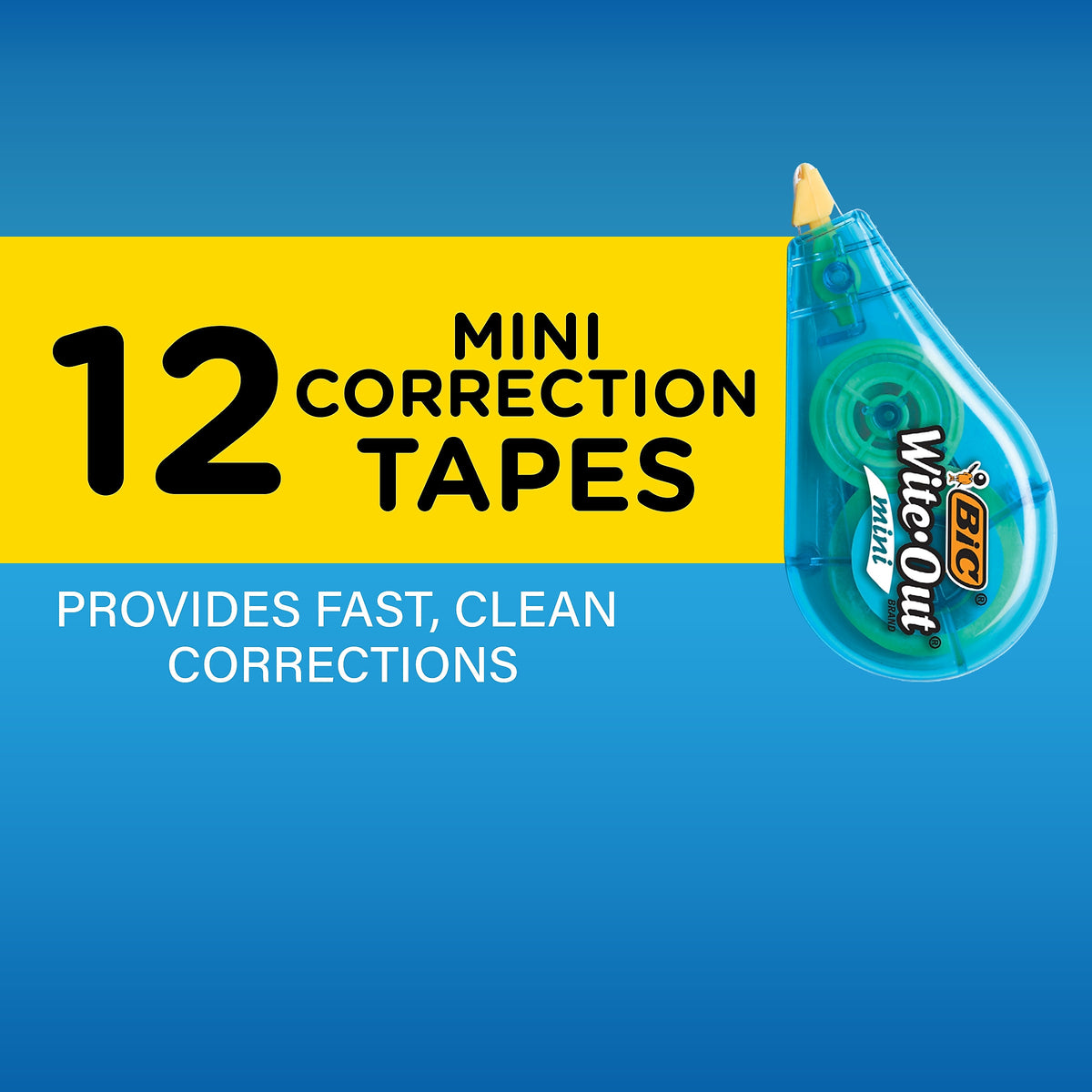 BIC Wite-Out Mini Correction Tape, White, Dozen