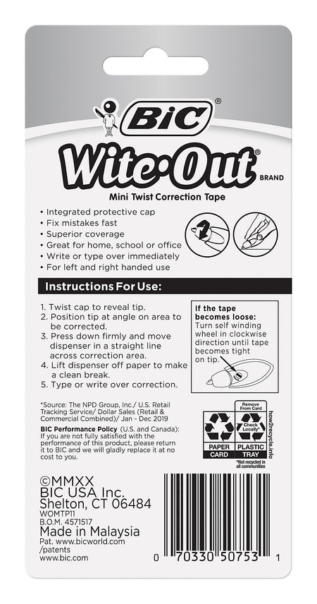 BIC Wite-Out Mini Twist Correction Tape, White