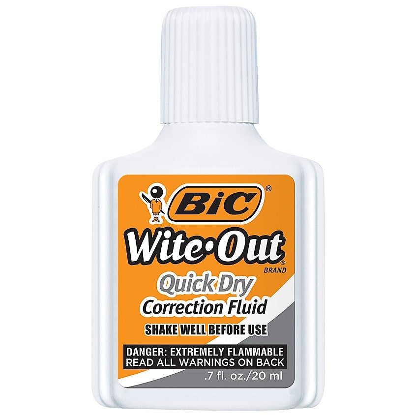 BIC Wite-Out Quick Dry Correction Fluid, 20 ml., White