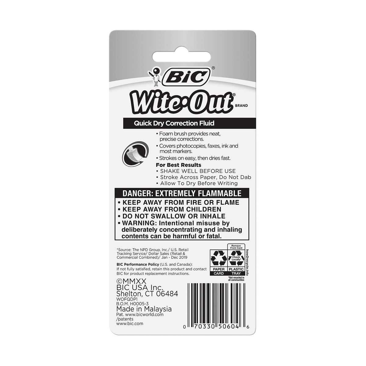 BIC Wite-Out Quick Dry Correction Fluid, 20 ml., White