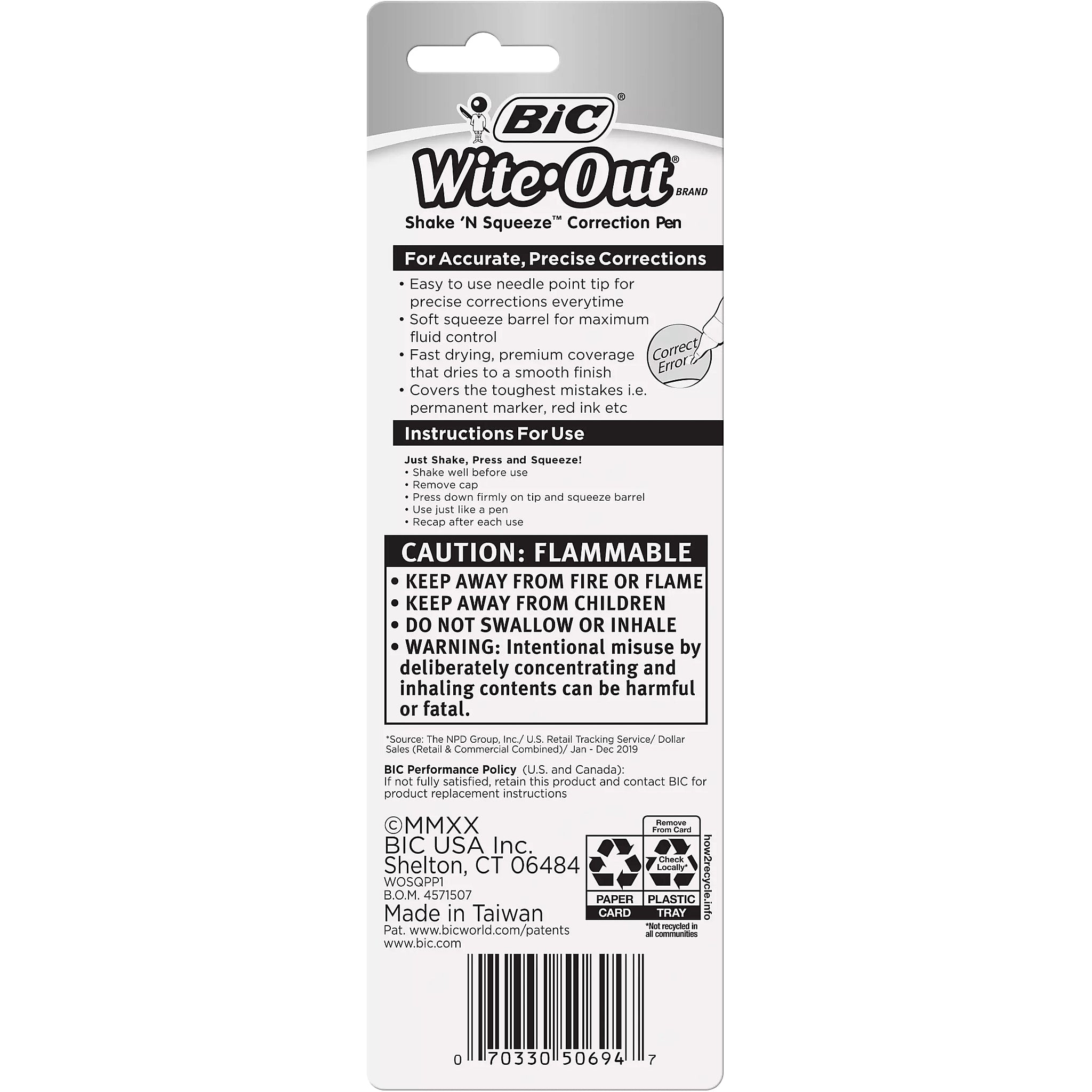 BIC Wite-Out Shake 'N Squeeze Correction Pen, White