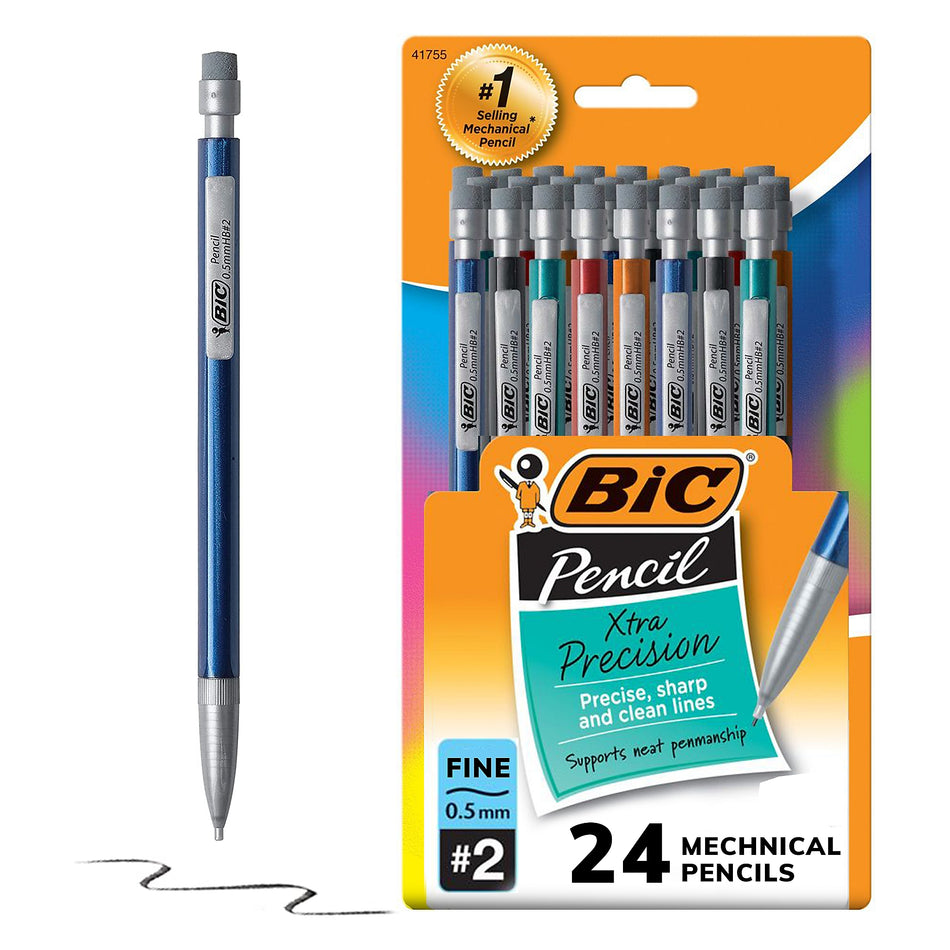 BIC Xtra Precision Mechanical Pencil, 0.5mm, #2 Hard Lead, 2 Dozen