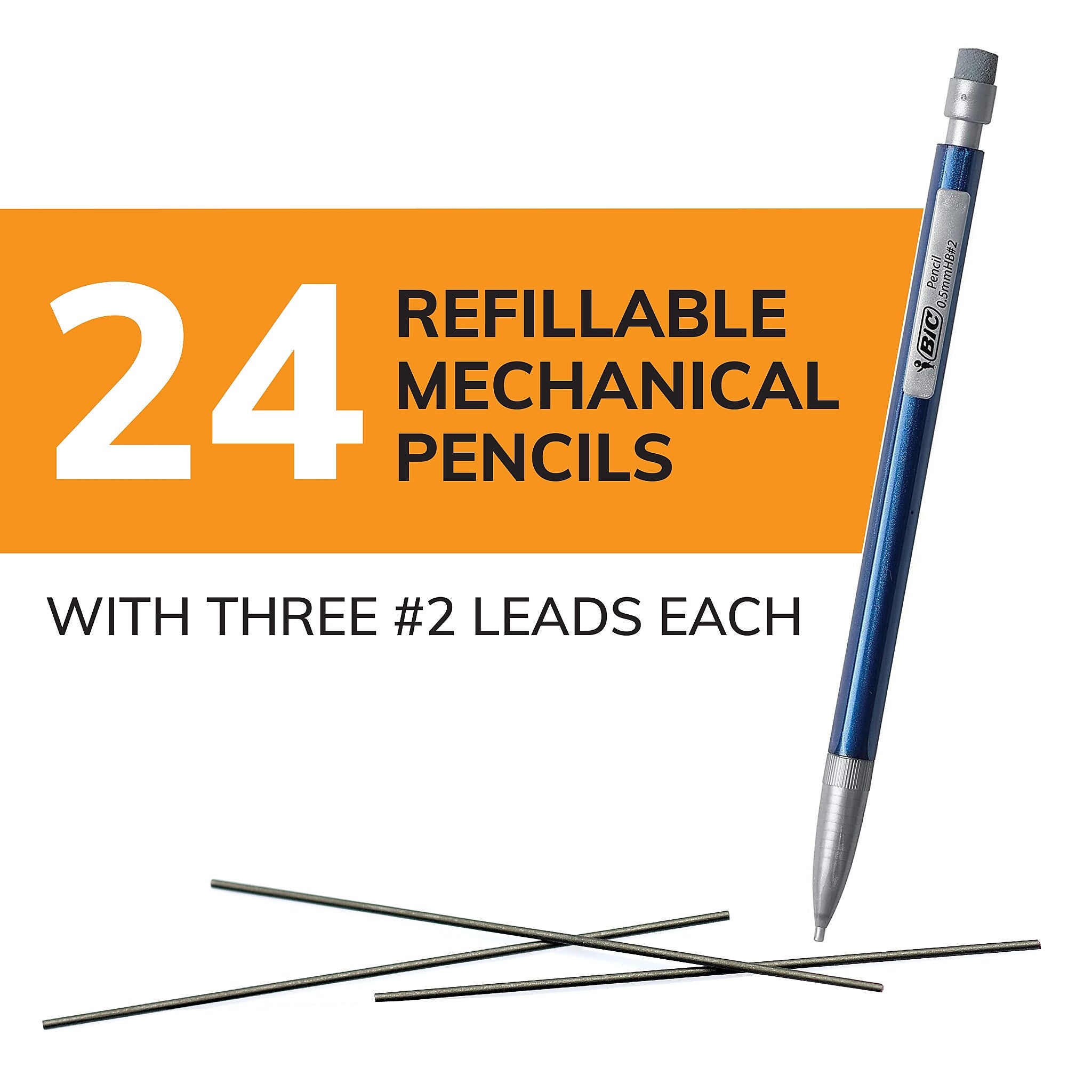 BIC Xtra Precision Mechanical Pencil, 0.5mm, #2 Hard Lead, 2 Dozen
