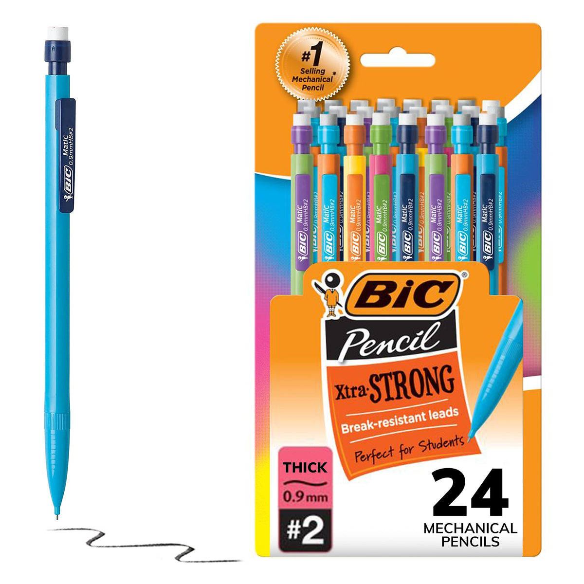 BIC Xtra Strong Mechanical Pencil, 0.9 mm, #2 Hard Lead, 2 Dozen