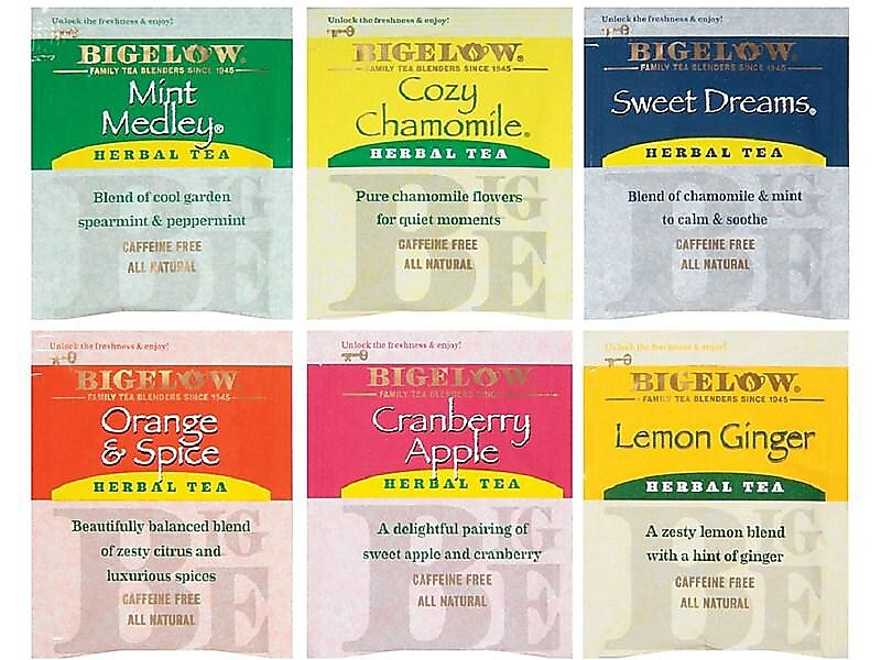 Bigelow Assorted Herbal Tea Bags, 28/Pack, 6 Packs/Carton