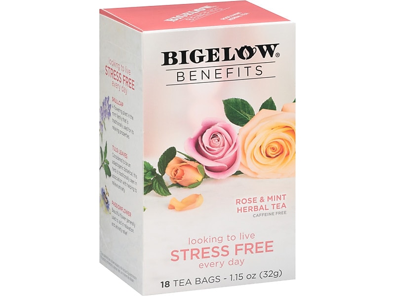 Bigelow Benefits Decaf Rose Mint Tea Bags, 18/Box