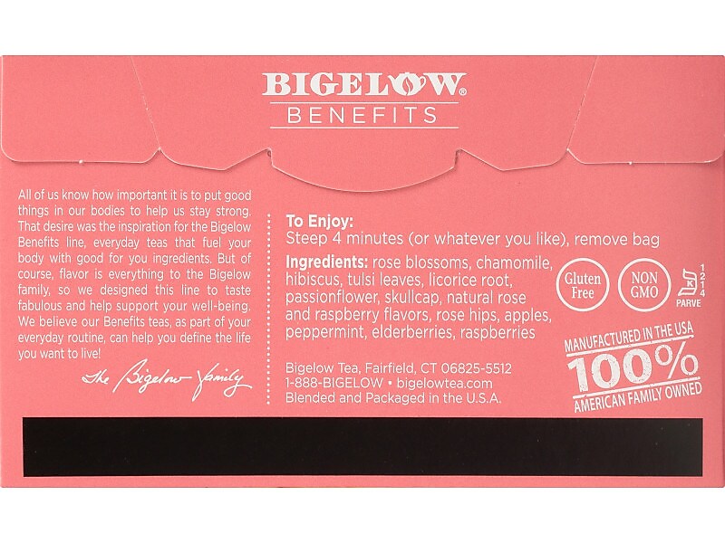 Bigelow Benefits Decaf Rose Mint Tea Bags, 18/Box