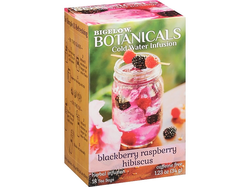 Bigelow Botanicals Decaf Blackberry Raspberry Hibiscus Tea Bags, 18/Box