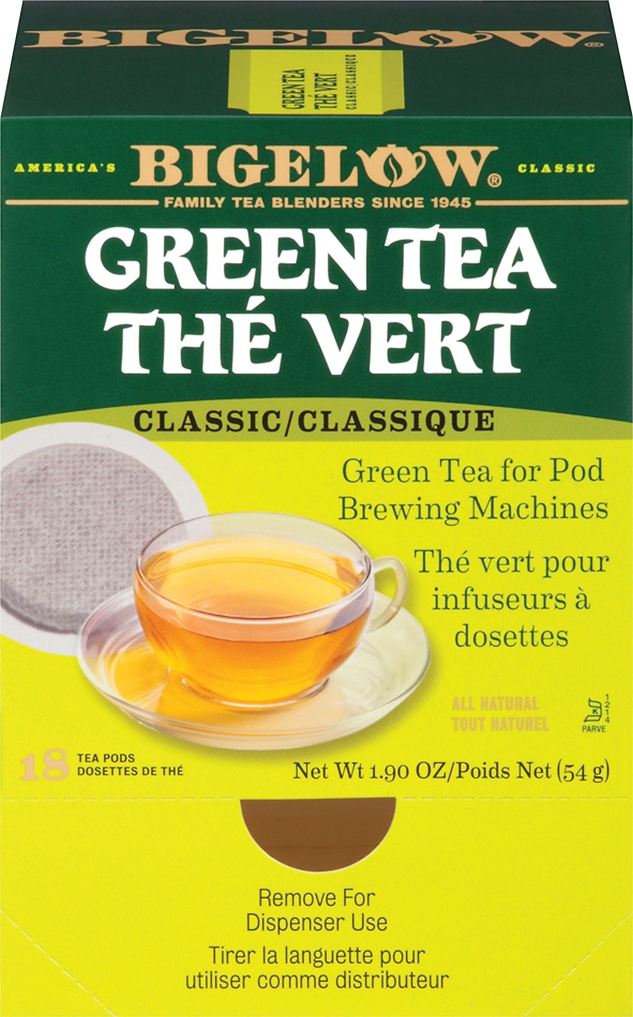 Bigelow Classic Green Tea, Pods, 18/Box