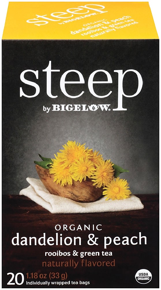 Bigelow Steep Dandelion & Peach Green & Rooibos Tea Bags, 20/Box