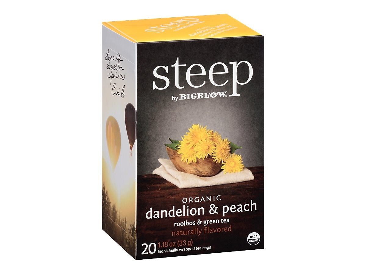Bigelow Steep Dandelion & Peach Green & Rooibos Tea Bags, 20/Box
