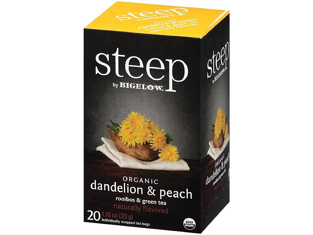 Bigelow Steep Dandelion & Peach Green & Rooibos Tea Bags, 20/Box