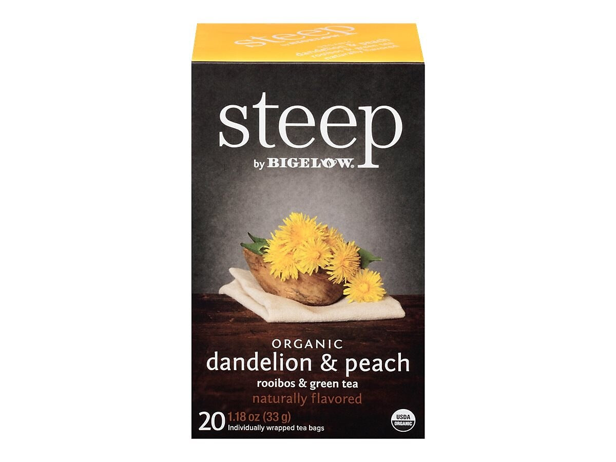 Bigelow Steep Dandelion & Peach Green & Rooibos Tea Bags, 20/Box