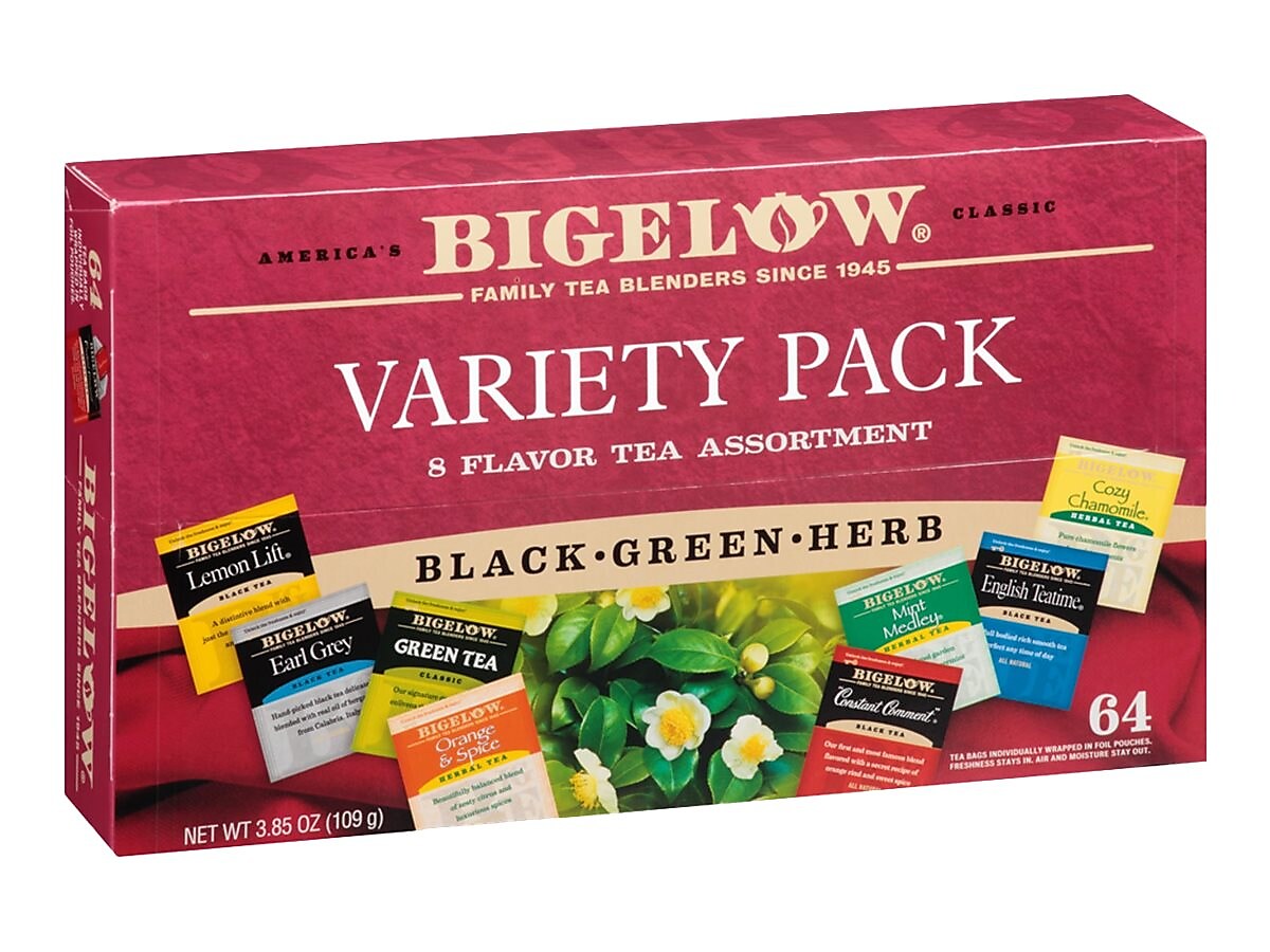 Bigelow Variety Pack Assorted Tea Bags, 64/Box