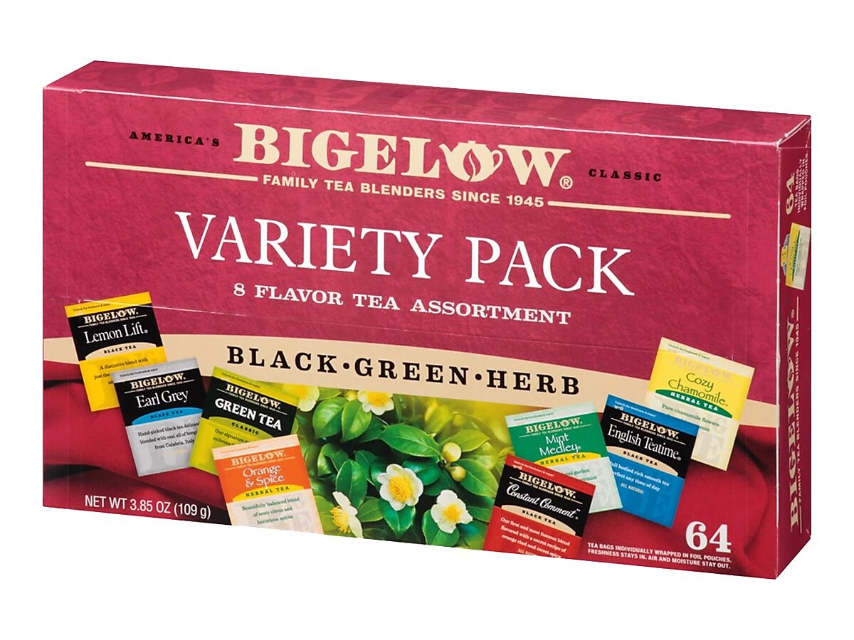 Bigelow Variety Pack Assorted Tea Bags, 64/Box