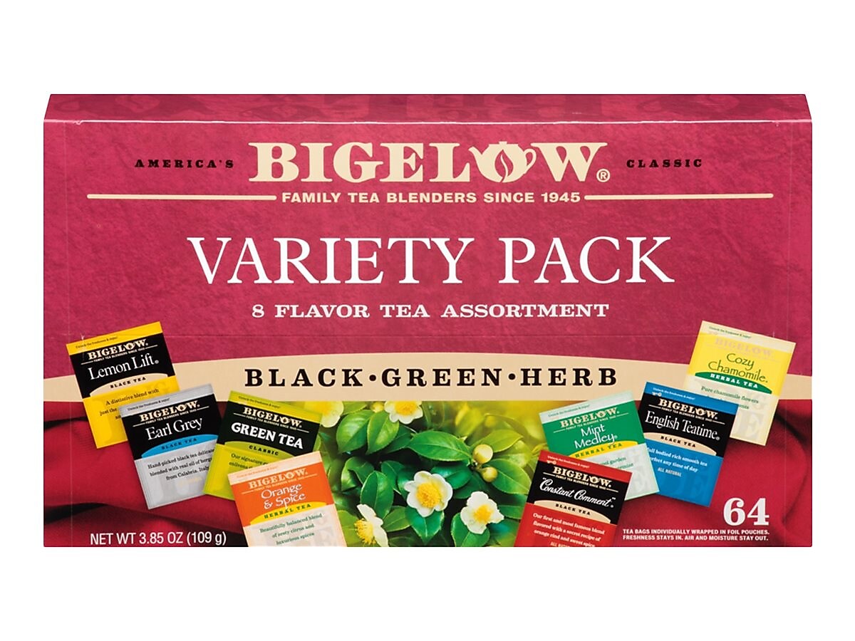 Bigelow Variety Pack Assorted Tea Bags, 64/Box