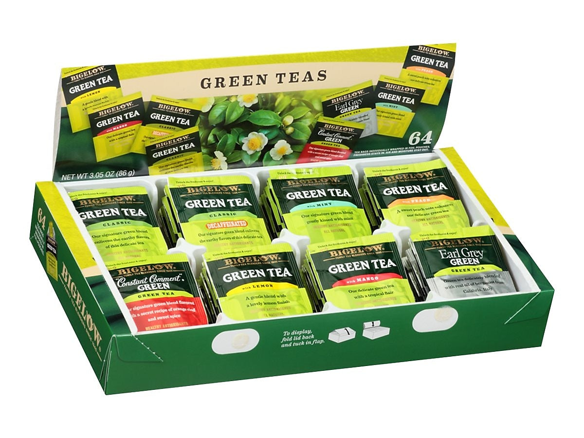 Bigelow Variety Pack Green Tea Bags, 64/Box