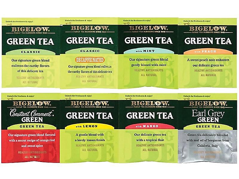 Bigelow Variety Pack Green Tea Bags, 64/Box