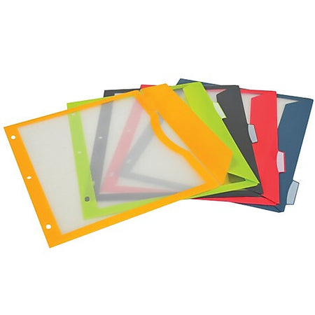 Binder Pocket With Write-On Index Tabs, 8 1/2 x 11, Assorted, 5/Set