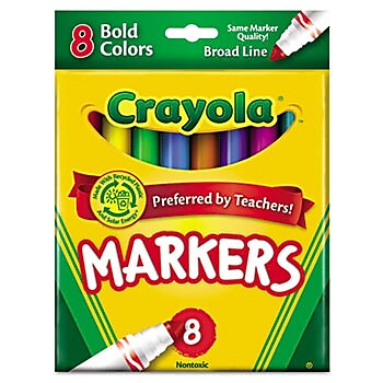 Binney & Smith Crayola® Bold Markers, Assorted Colors, 8/Pack