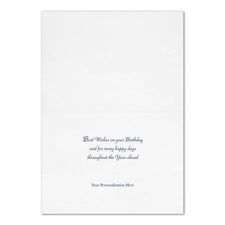 "Birthday in Blue" Birthday Card w/ Silver Lined White Envelope, 100/BX