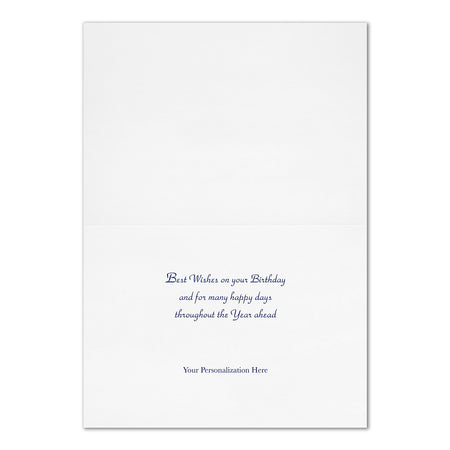 "Birthday in Blue" Birthday Card w/ Silver Lined White Envelope, 250/BX