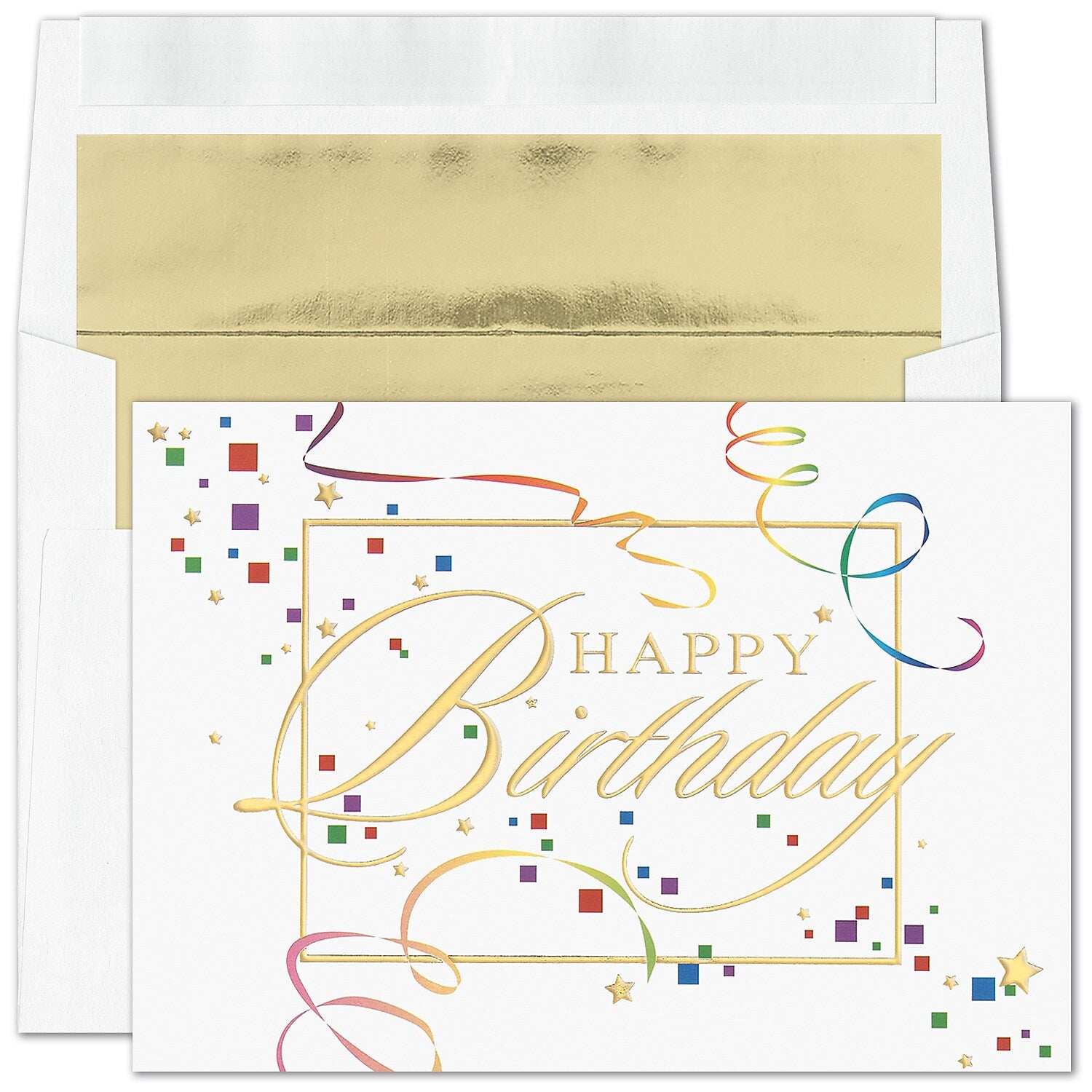 "Birthday Party" Card w/ Gold Lined White Envelope, 25/BX