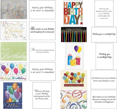 "Birthday" Pre-Versed Assorted Pack w/ Fastick® Envelopes, 100/Pk