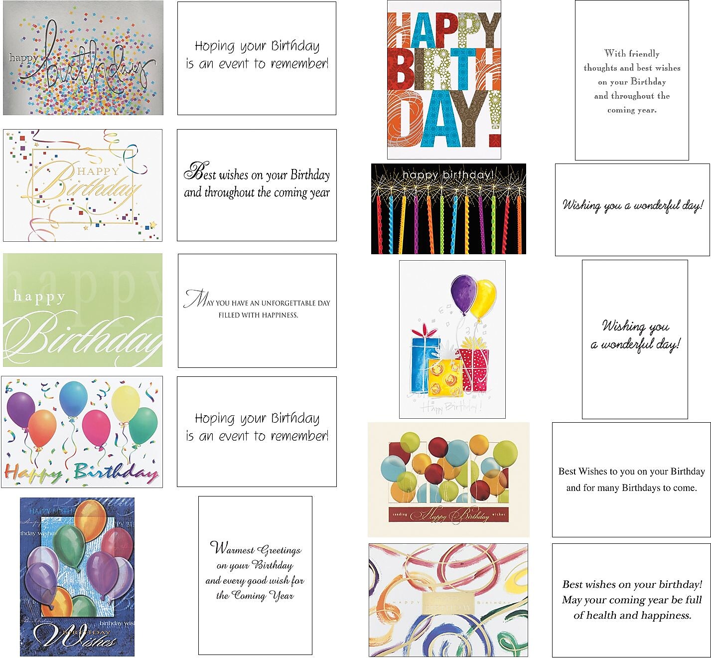 "Birthday" Pre-Versed Assorted Pack w/ Fastick® Envelopes, 100/Pk