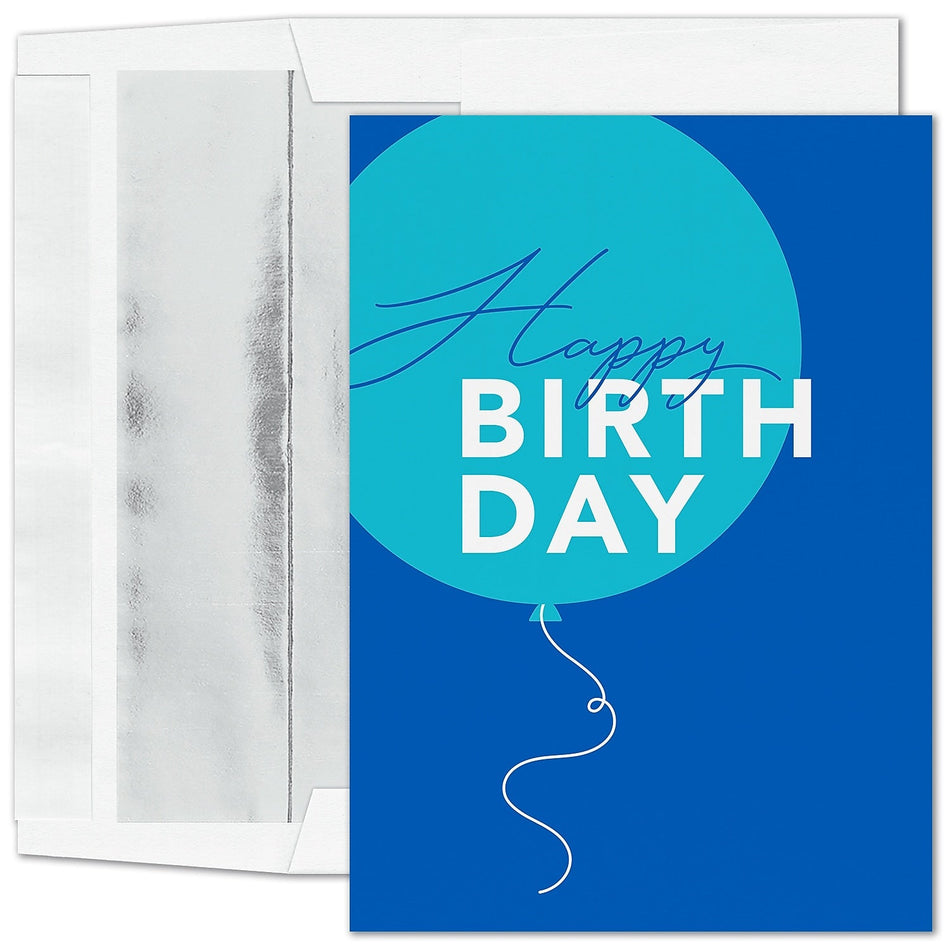 "Birthday Simplicity" Birthday Card w/ Silver Lined White Envelope, 25/BX