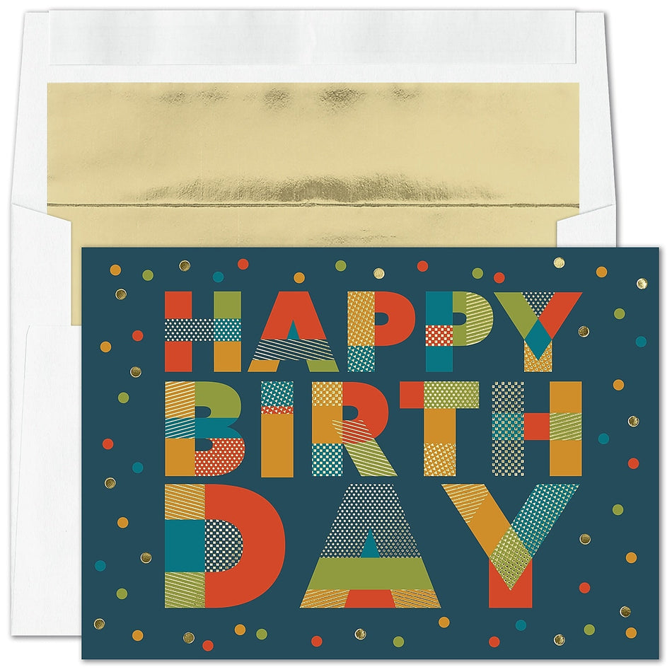 "Birthday Style" Birthday Card w/ Gold Lined White Envelope, 100/BX