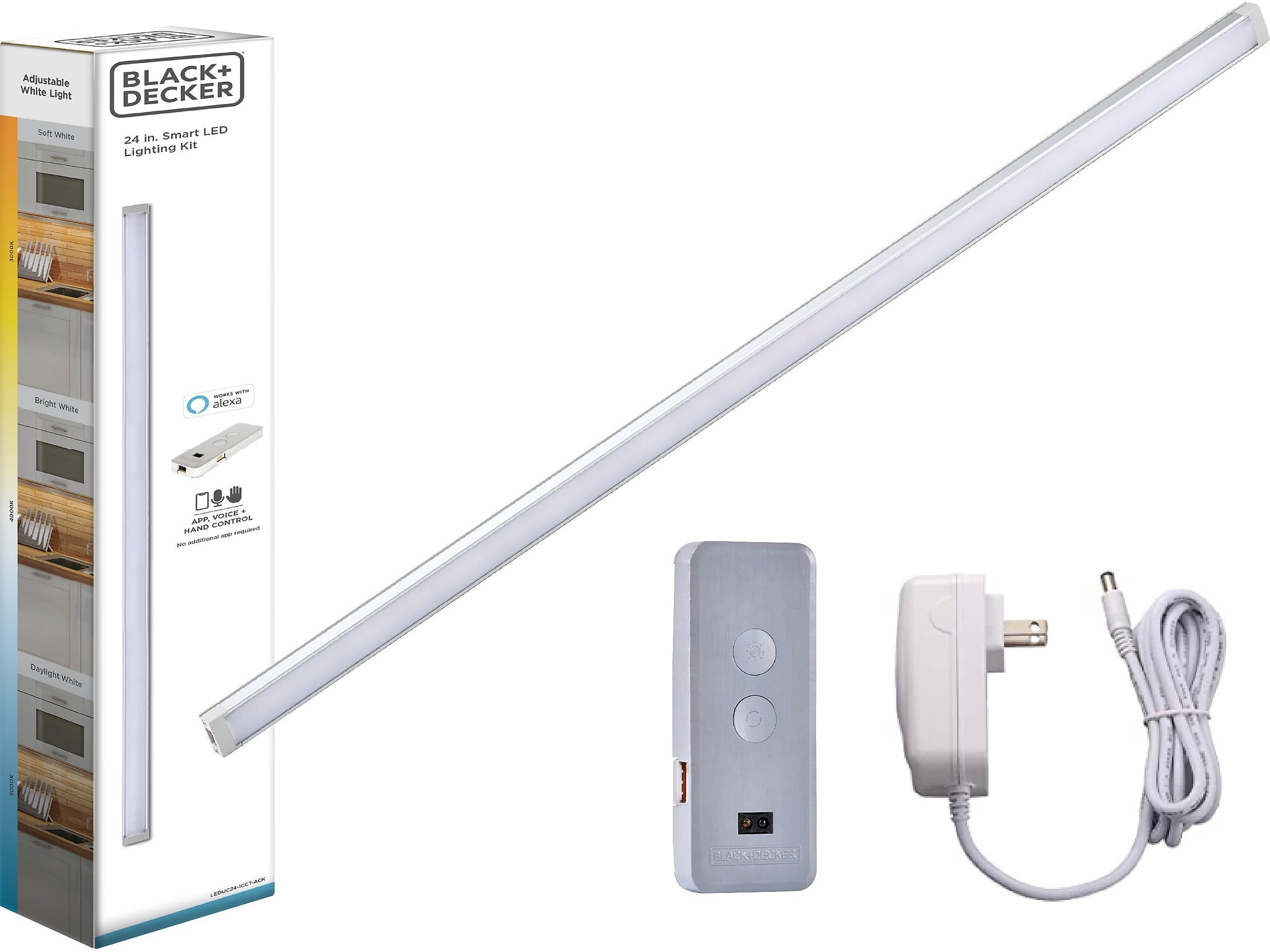 Black & Decker Smart Single-Bar LED Light Kit, Matte White