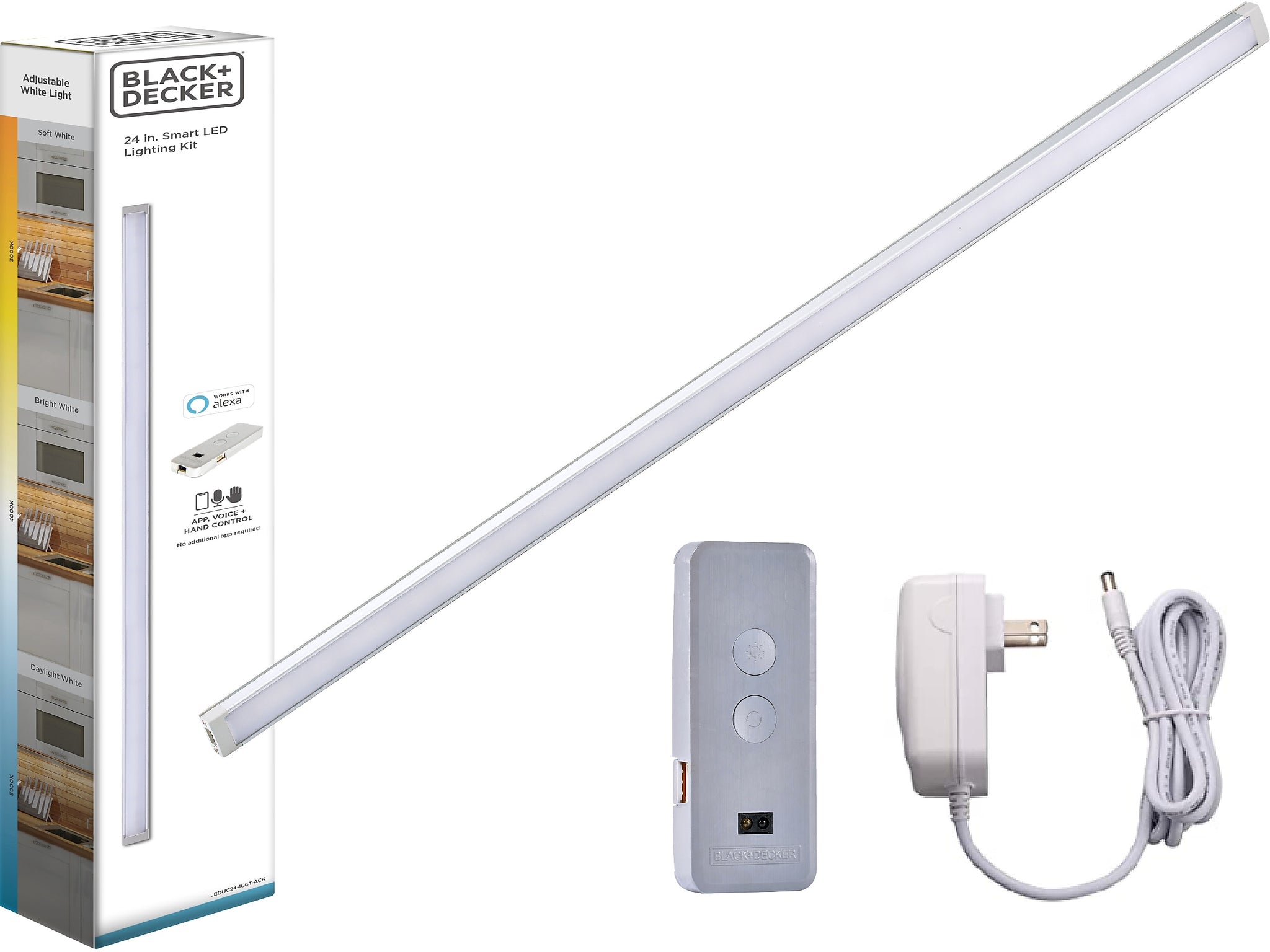 Black & Decker Smart Single-Bar LED Light Kit, Matte White