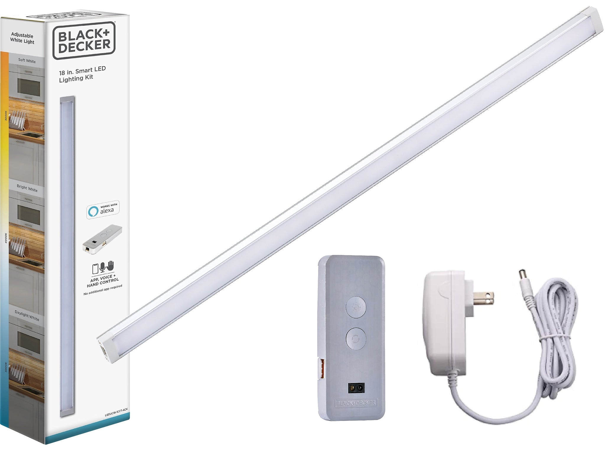 Black & Decker Smart Single-Bar LED Light Kit, Matte White