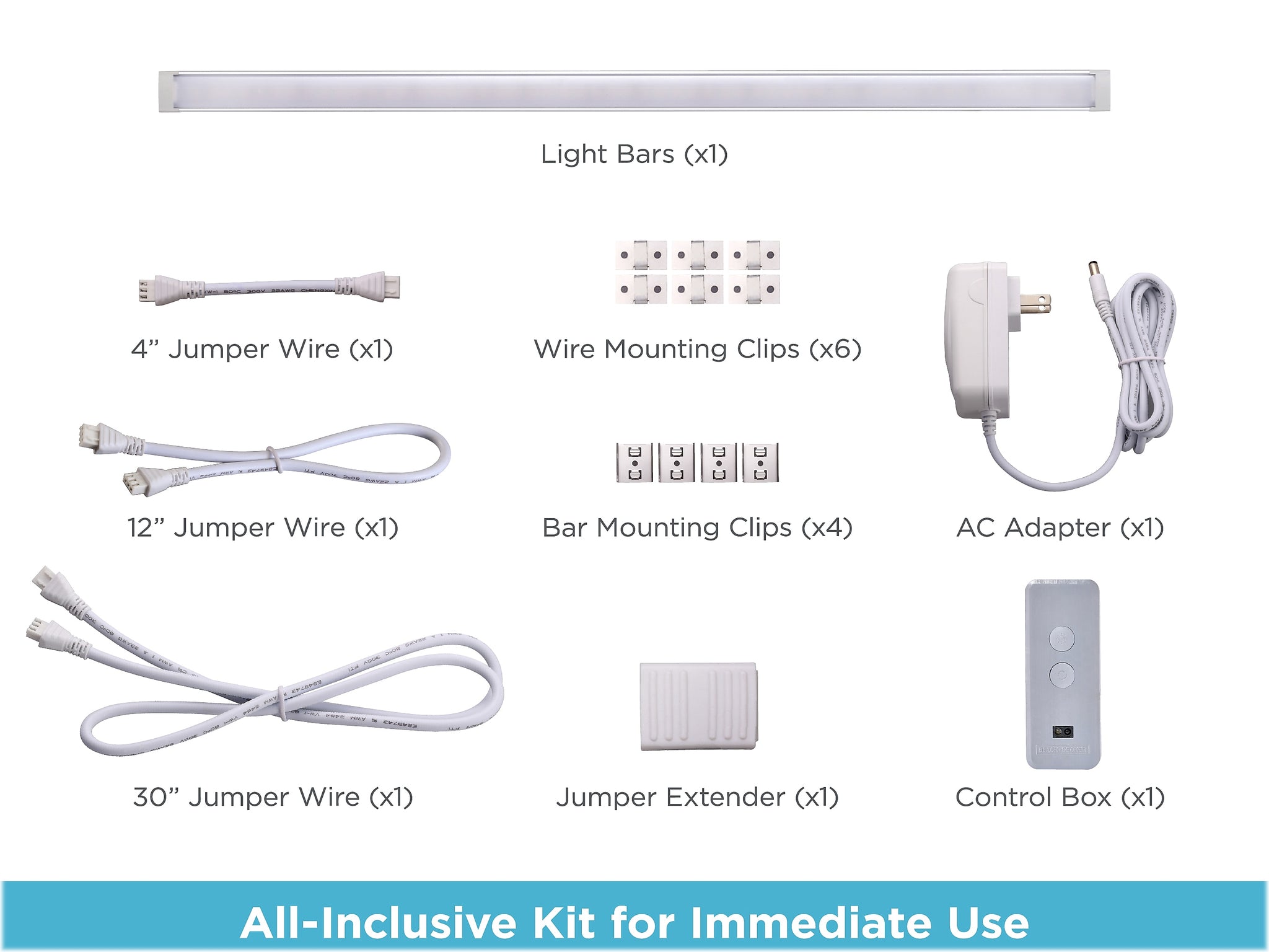 Black & Decker Smart Single-Bar LED Light Kit, Matte White