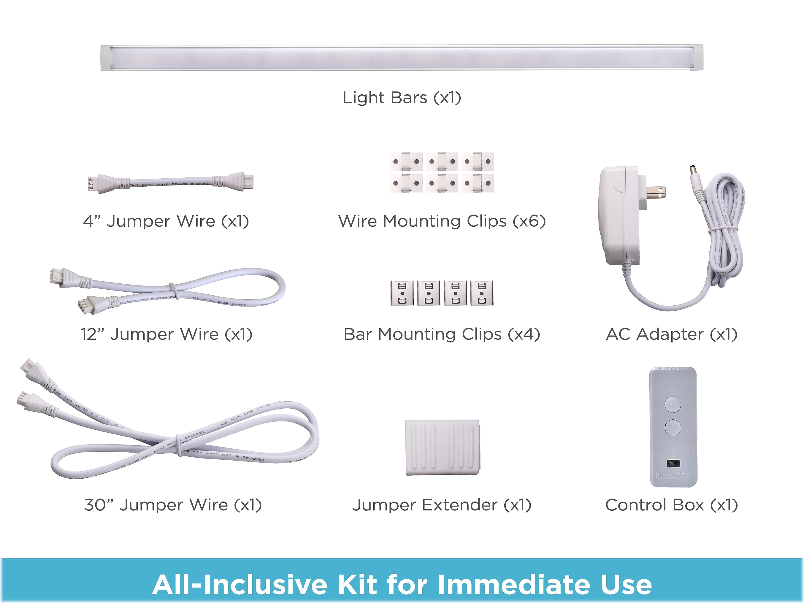 Black & Decker Smart Single-Bar LED Light Kit, Matte White