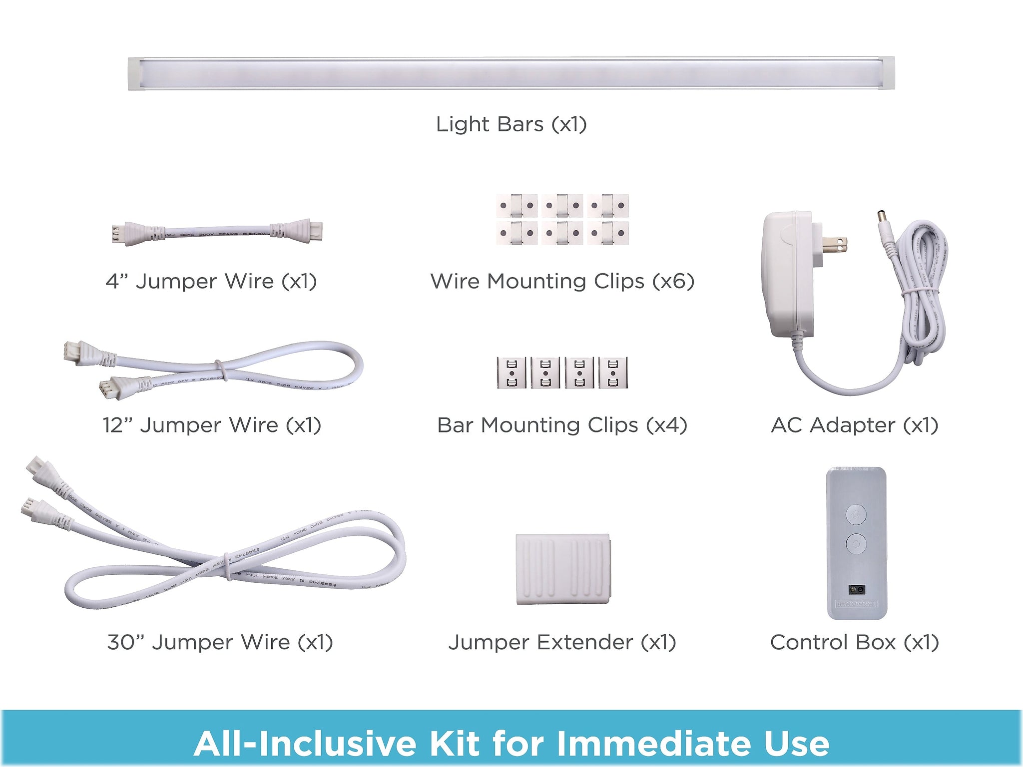 Black & Decker Smart Single-Bar LED Light Kit, Matte White