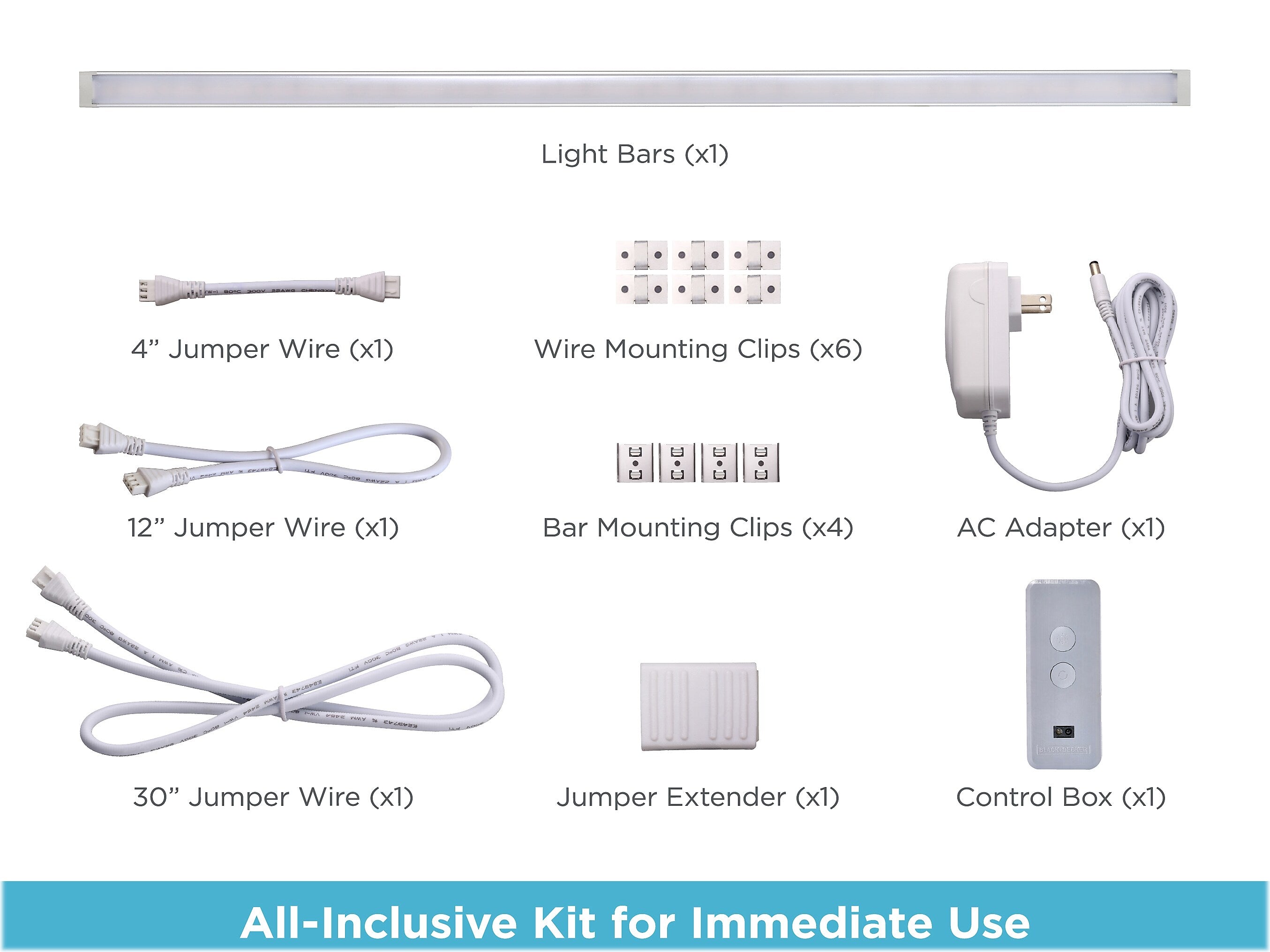 Black & Decker Smart Single-Bar LED Light Kit, Matte White