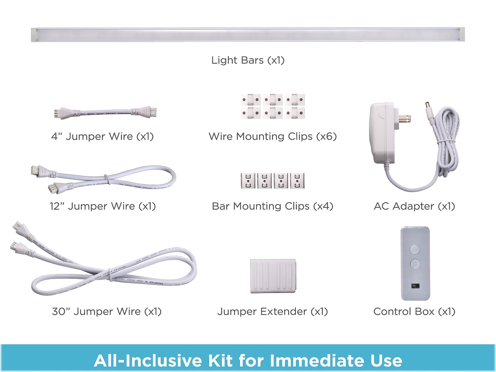 Black & Decker Smart Single-Bar LED Light Kit, Matte White