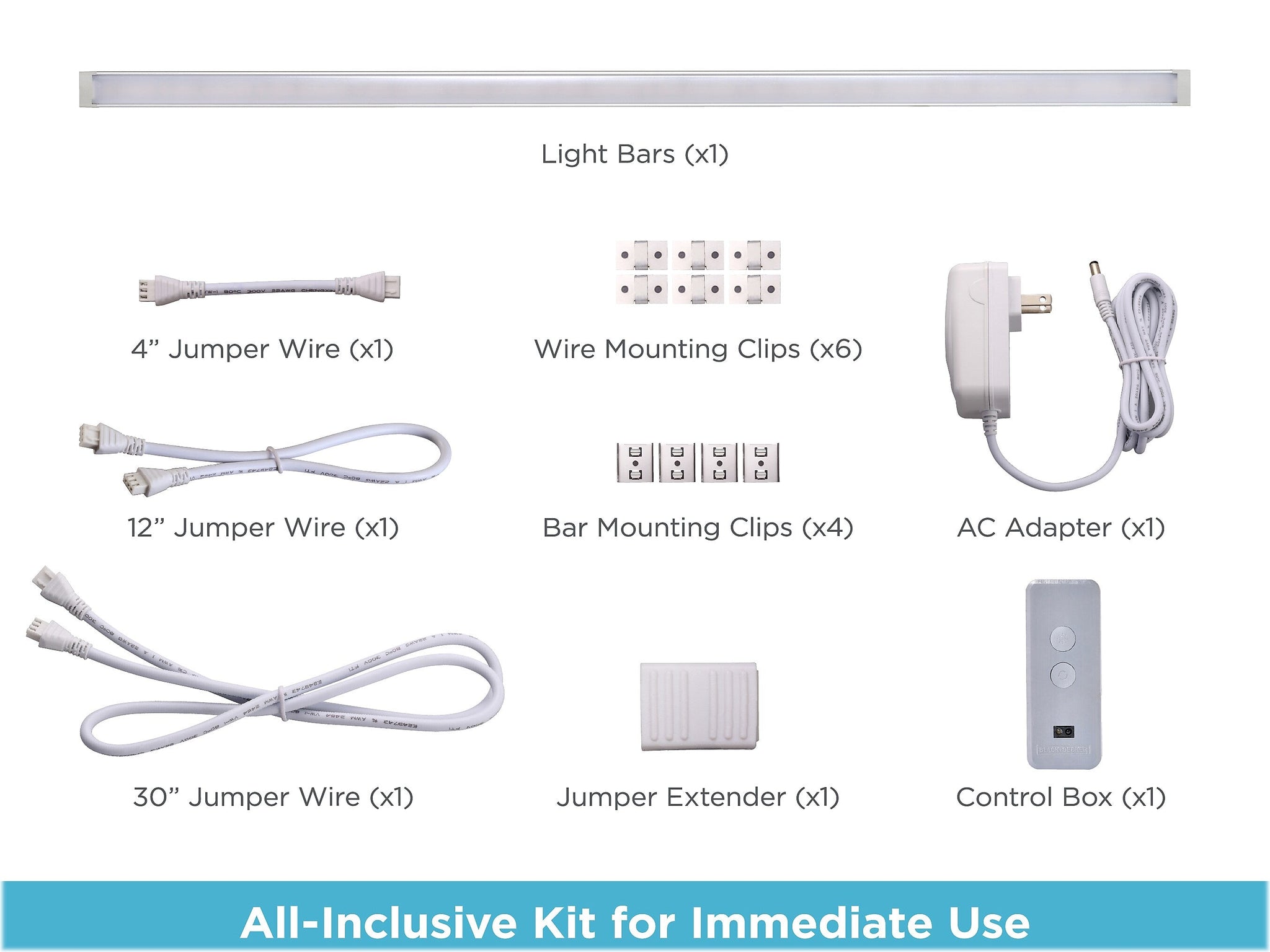 Black & Decker Smart Single-Bar LED Light Kit, Matte White