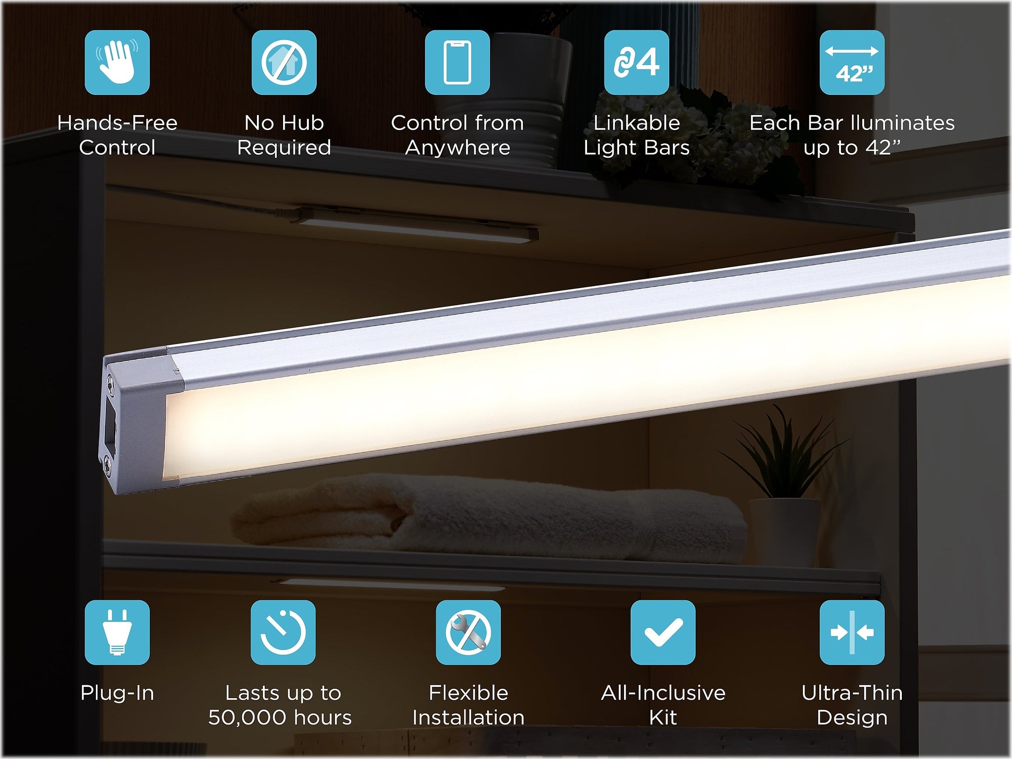 Black & Decker Smart Single-Bar LED Light Kit, Matte White